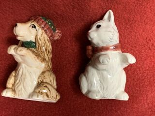 Fitz & Floyd Father Christmas Dog / Cat Salt and Pepper Shakers with Sleigh 5