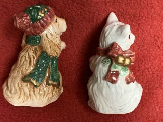 Fitz & Floyd Father Christmas Dog / Cat Salt and Pepper Shakers with Sleigh 8