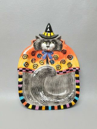 Fitz Floyd Kitty Witches Halloween Serving Dish Tray Canape Plate Cat 10 1/2 "