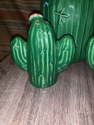 Vintage Treasure Craft Barrel Cactus Vase & Saguaro Cactus Salt/Pepper Shakers 2