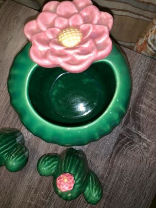 Vintage Treasure Craft Barrel Cactus Vase & Saguaro Cactus Salt/Pepper Shakers 7