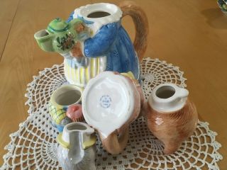 VINTAGE 1991 Avon Cat Teapot and her kittens creamer and sugar 2