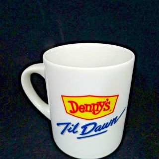 Dennys Til Dawn Coffee Mug Moon Sun Face Heat Activated 3.  75 " Tall Ceramic 10 Oz