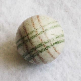 Antique Lined China Marble Helix Porcelain Clay Green Orange 5/8 " -