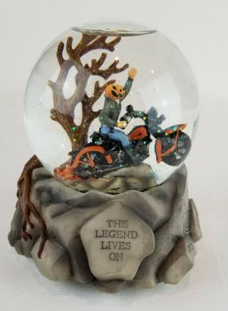 Harley Davidson Legend Halloween Pumpkinhead Bat Snow Globe Springer Motorcycle