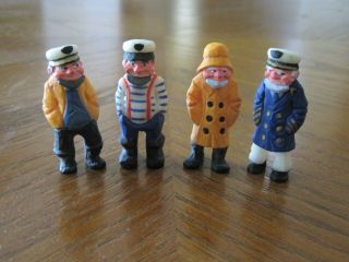 Set Of Four Sailor / Captain Figurines.  Hand - Painted.
