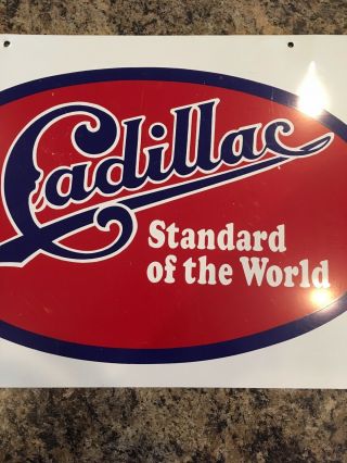 Cadillac standard of the world aluminum tin Dealer sign Two sided 2