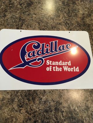 Cadillac standard of the world aluminum tin Dealer sign Two sided 6