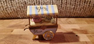 Limoges France Marque Deposee Ice Cream Cart Trinket Box Peint Main