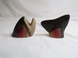 Trout Salt And Pepper Shakers By Mintz - Hand Painted Trout Head & Tail