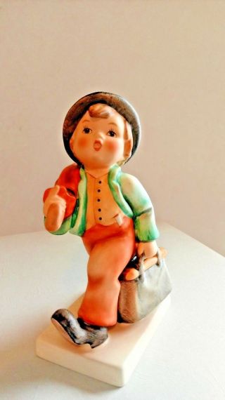 Hummel Goebel W.  Germany " Merry Wanderer " Figurine Tmk - 6 11/0 Boy Umbrella Bag