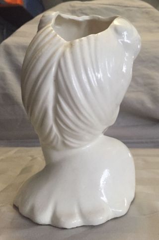 Vintage Ceramic Lady Head Planter Signed and Made in the USA 7 1/2 