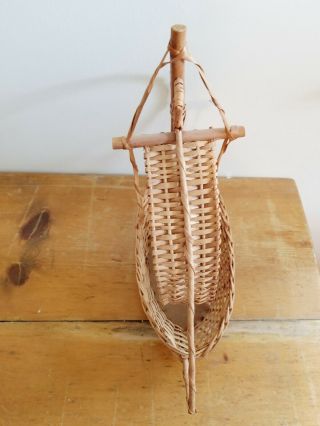 Vintage Wicker Rattan Sailboat Ship Planter Basket 6