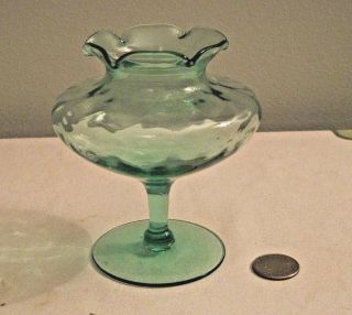 Vintage Green Glass Mini Vase Early American Depression Glass