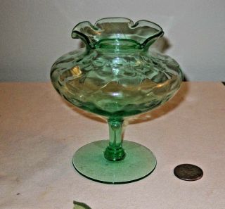 vintage green glass mini vase early American depression glass 2