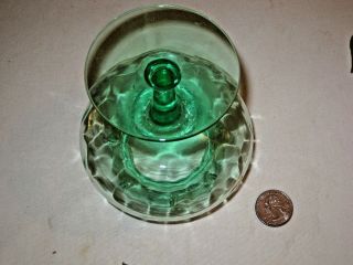 vintage green glass mini vase early American depression glass 5