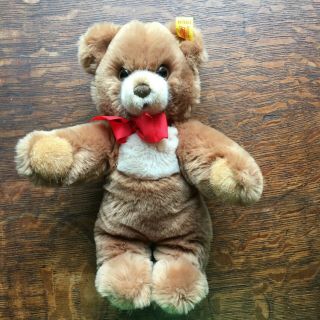 Vintage Steiff Cosy Teddy Bear Plush 5355/26 10in Ribbon Id Button Tag 1980s