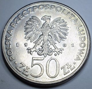 Poland 1981 50 Zloty Antique Vintage Polish Zlotych Currency Polska Coin Money 2