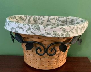 Longaberger At Home Garden Wall Vase Basket With Liner,  Protector & Wrought Iron