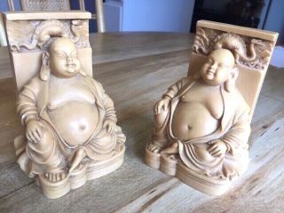 Vintage Buddha Bookends,  Peaceful,  Meditating,  Serene Buddhas,