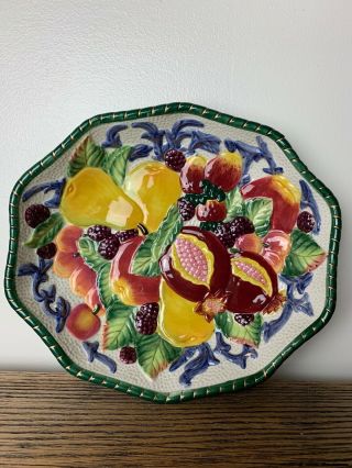 Vintage Fitz And Floyd 10x9 " Ceramic Florentine Fruit Centerpiece Platter