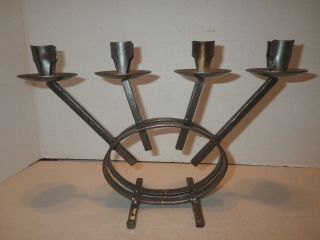 Handmade Wrought Iron Metal Four Candle Holder