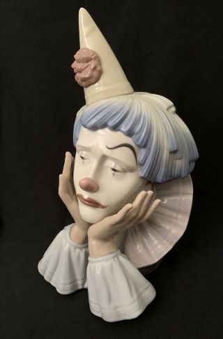 Lladro Figurine 5129 Jester Sad Clown Head Retired (rf1223)