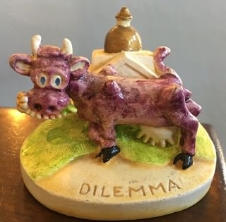 Vintage 1947 Sebastian Miniature Figurine - " Dilemma Cow " Sml - 82.  Purple Cow