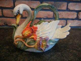 Fitz And Floyd “tulip Swan” Tea Pot