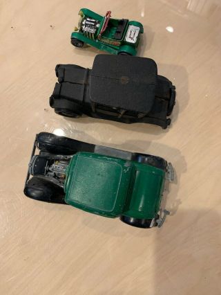 3 Vintage Toy Cars Green And Black Antique Hubley And Unmarked