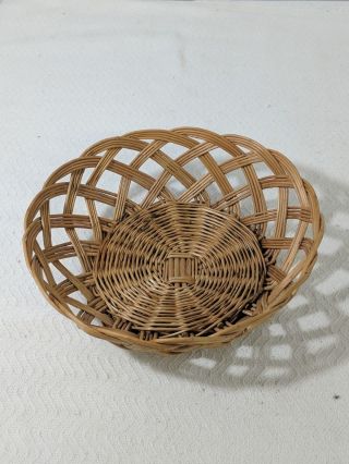 A3 Vintage Wicker Rattan Woven Basket Dish Light Color