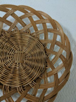 A3 Vintage Wicker Rattan Woven Basket Dish Light Color 2