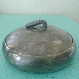 Vintage 1961 Curling Trophy Stone Candy Bowl Pepsi Cola Ladies Silver Plate