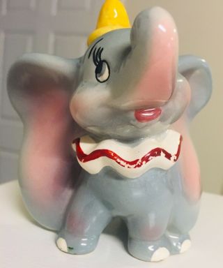 Vintage Japan Ceramic Glazed Figurine Gray Circus Flying Elephant Happy Smiling