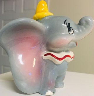Vintage Japan Ceramic Glazed Figurine Gray Circus Flying Elephant Happy Smiling 2