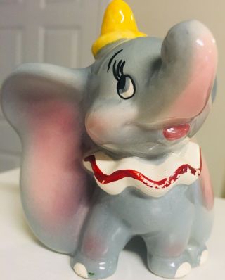 Vintage Japan Ceramic Glazed Figurine Gray Circus Flying Elephant Happy Smiling 3