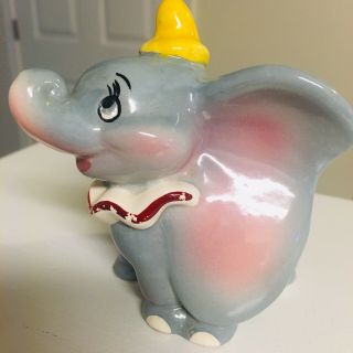 Vintage Japan Ceramic Glazed Figurine Gray Circus Flying Elephant Happy Smiling 5