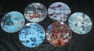 Set Of 6 Schmid Lowell Davis R.  F.  D.  America Country Christmas Collector Plates