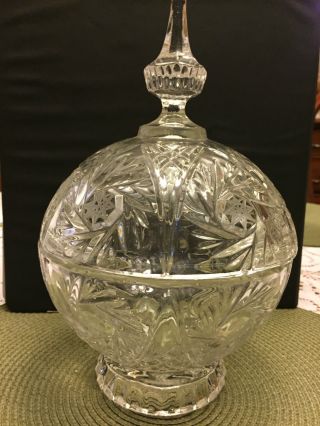 Large Crystal Covered Candy Dish Centerpiece Bowl