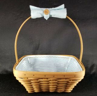 Longaberger 2003 Easter Warm Brown Basket Combo Light Blue Liner And Handle Tie