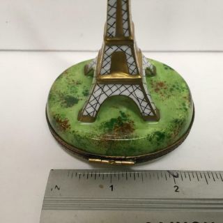 Peint Main Limoges France Eiffel Tower Trinket Signed Flag Arc de Triomphe 6