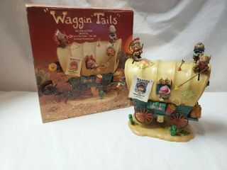 Waggin Tails Enesco Musical Society Deluxe Action Covered Wagon Mice Cowboys