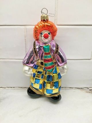 Kurt Adler Polonaise Glass Clown Orange Hair Christmas Ornament