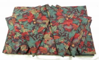 Longaberger Set 6 Falling Leaves Napkins,  5 Reversible Fabric Placemats Autumn