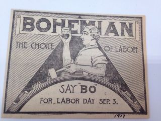 Antique Pre Pro Providence Brewing Co.  Bohemian Beer Labor Day Ad Rhode Island