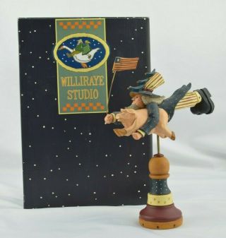Williraye Flying Uncle Sam With Pig Figurine Americana 4th Of July Flag