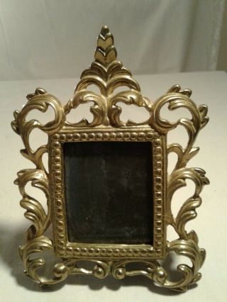 Vintage Ornate Gold Gilt Brass Rococo 2 " X 3 " Photo Picture Frame With Glass