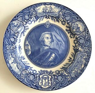Wedgwood Georgia Historical Plates Blue James Oglethorpe Plate Founder Of Ga