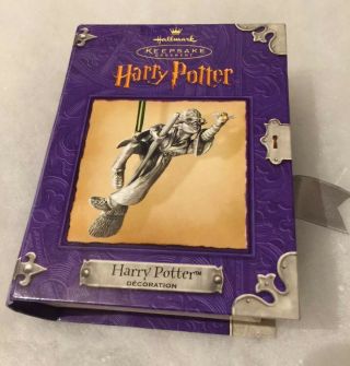 Harry Potter Pewter Hallmark Ornament Harry Flying With Snitch Scarce Vintage