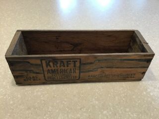Vintage Wood Kraft American Pasteurized Process Cheese Crate Wooden Box Chicago